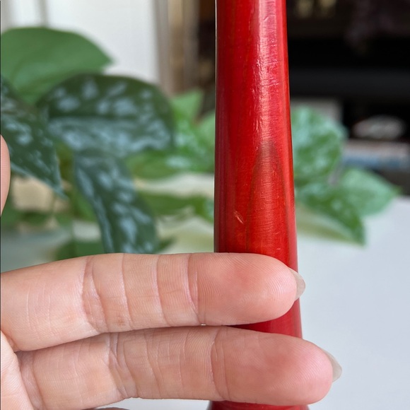 Vintage Red Wood Candle Holders Pair Made in Sweden - Picture 9 of 12